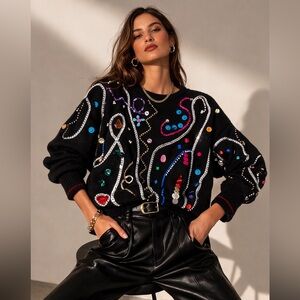 Rare 1980s hand  Beaded Sweater